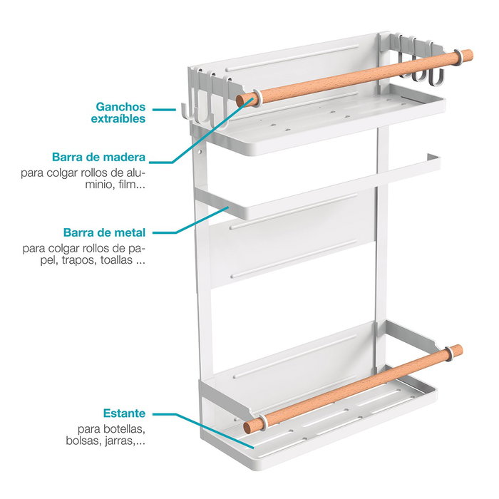 Holmios Organizador de objetos con imán para electrodomésticos Blanco