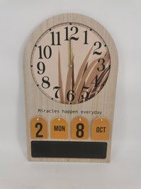 DKD Home Decor Reloj de Pared MDF con Calendario Natural y Multicolor