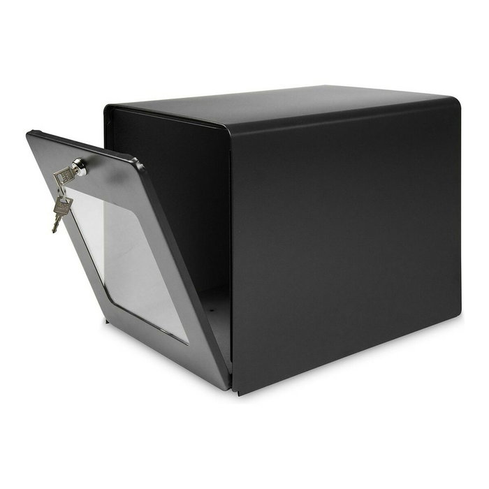 Burg Wachter Buzón de acero galvanizado negro con puerta trasera de vidrio