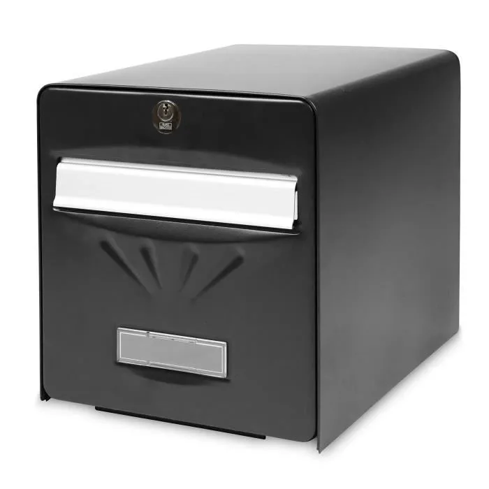 Burg Wachter Buzón de Acero Galvanizado con Puerta Trasera de Vidrio - Negro