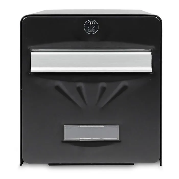 Burg Wachter Buzón de Acero Galvanizado con Puerta Trasera de Vidrio - Negro