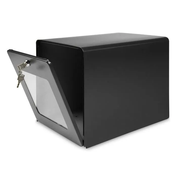 Burg Wachter Buzón de Acero Galvanizado con Puerta Trasera de Vidrio - Negro