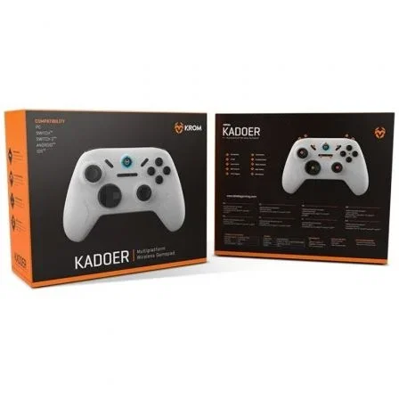 Krom NXKROMKADOERWH Gamepad Inalámbrico Bluetooth 5.0 Blanco Compatible con PC, Switch, Android, iOS