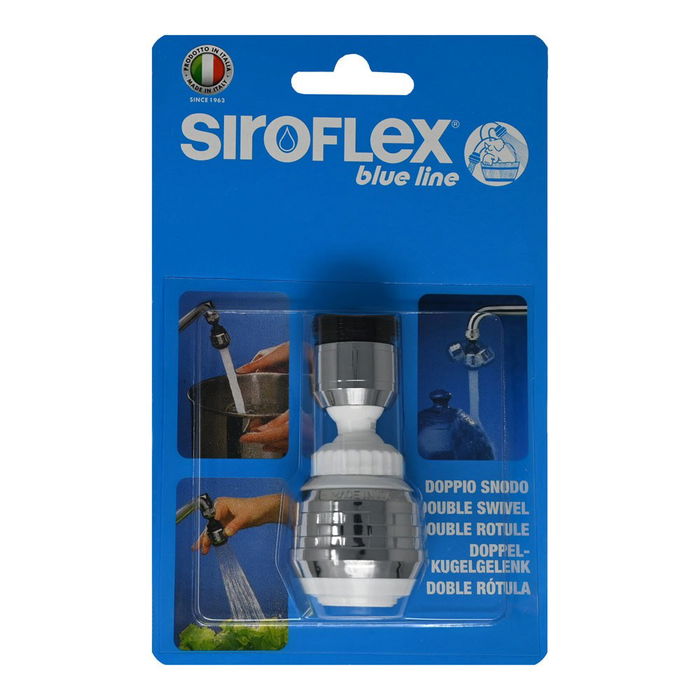 Siroflex Blue Line - Atomizador para Grifo de Doble Función, Cromado-Blanco, 360° Orientable, Chorro y Ducha, Ahorro de Agua Siroflex Blue Line - Atomizador para Grifo de Doble Función, Cromado-Blanco, 360° Orientable, Chorro y Ducha, Ahorro de Agua