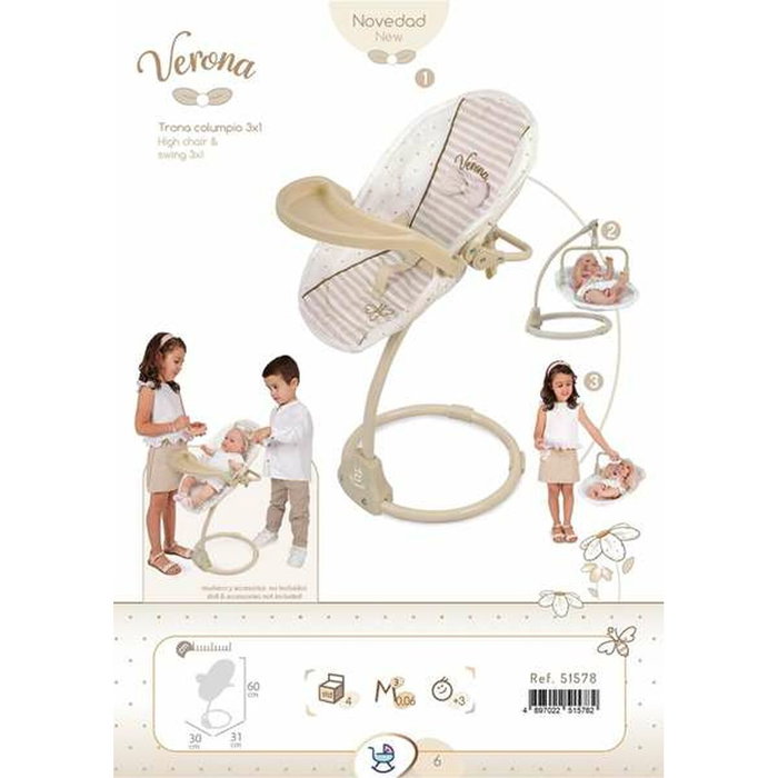 Decuevas Trona Columpio 3 en 1 Verona para muñecas de hasta 50 cm