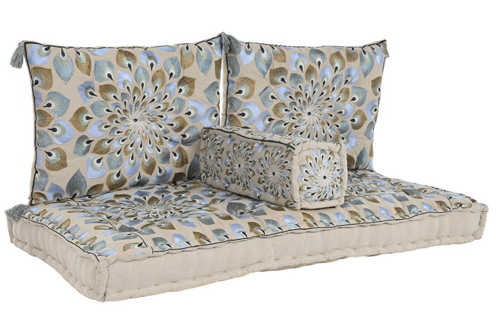 DKD Home Decor Sillon Azul Beige 150 x 76 x 20 cm Set de 4