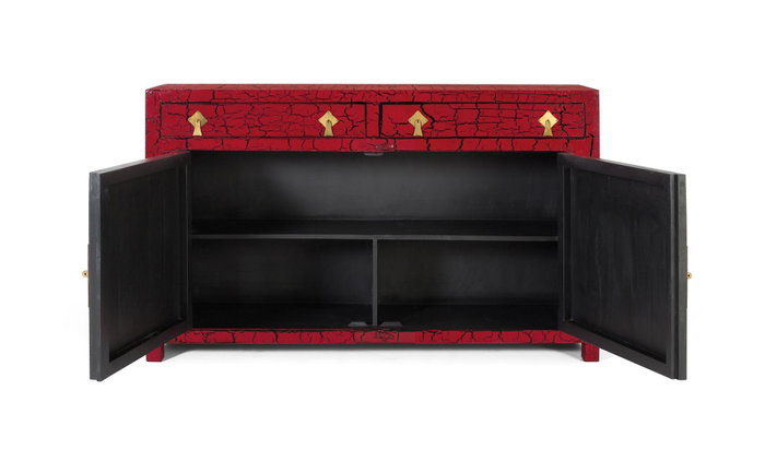 Aparador Japonés GINER Y COLOMER Rojo Madera de Mango y MDF 90x150x40 cm