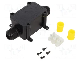 PLASTROL Caja de conexiones IP68 con prensaestopas negra