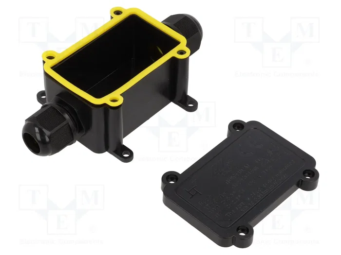 PLASTROL Caja de conexiones IP68 con prensaestopas negra