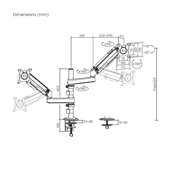 Aisens Soporte de Mesa DT32TSR-453 para 2 Monitores de 17-32 pulgadas Aisens Soporte de Mesa DT32TSR-453 para 2 Monitores de 17-32 pulgadas