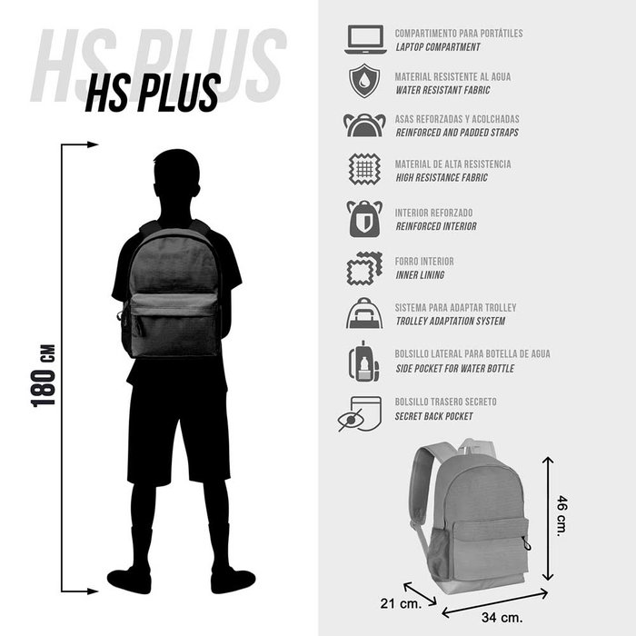 Naruto Mochila HS PLUS Negra Resistente y Repelente a Líquidos con Compartimento para Dispositivos y Espalda Transpirable 23L Naruto Mochila HS PLUS Negra Resistente y Repelente a Líquidos con Compartimento para Dispositivos y Espalda Transpirable 23L