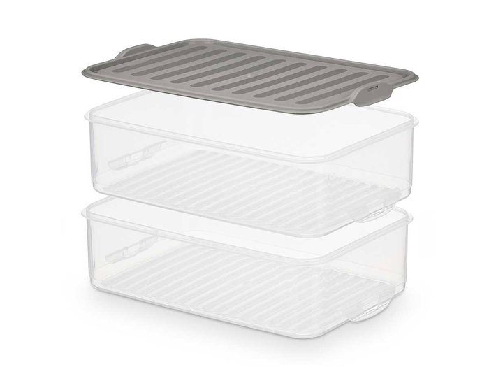 Leknes Tupper Tapa 2 Niveles Surtidos Color 1,6L Plástico PP 23 x 15.5 x 11.5 cm (Set de 12)