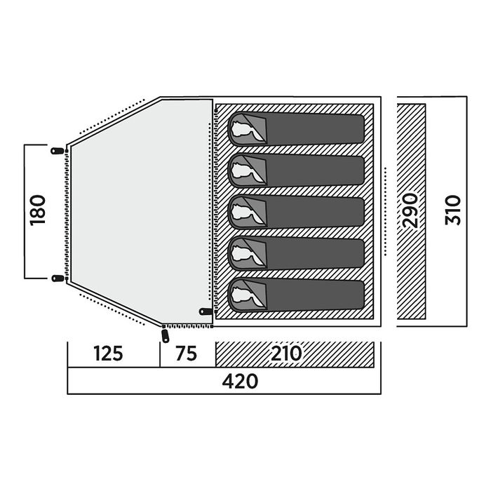 Easy Camp Tienda de Cúpula/Iglú Kinn 5 para 5 Personas, Verde Oliva, con Avance, Modelo 2025