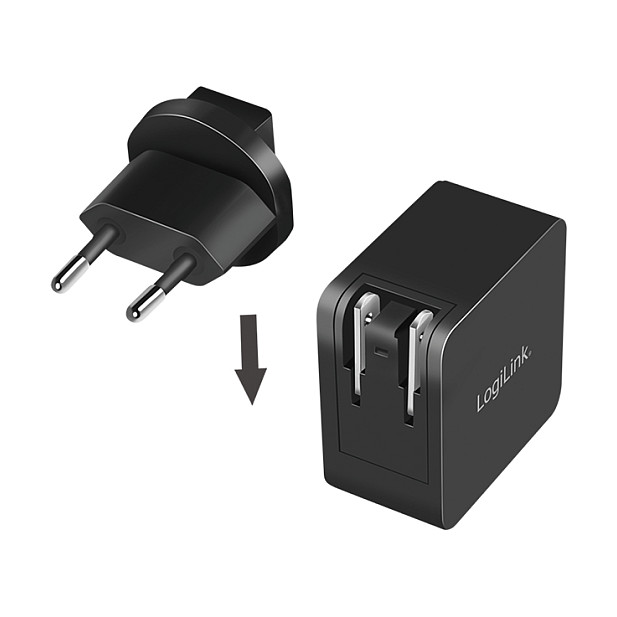 LogiLink PA0302 Cargador USB-C GaN de 65 W