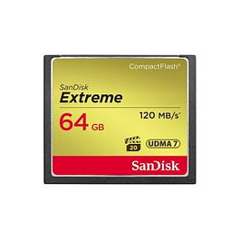 Sandisk Tarjeta CompactFlash CF Extreme 64GB 120MB/s Velocidad de Lectura