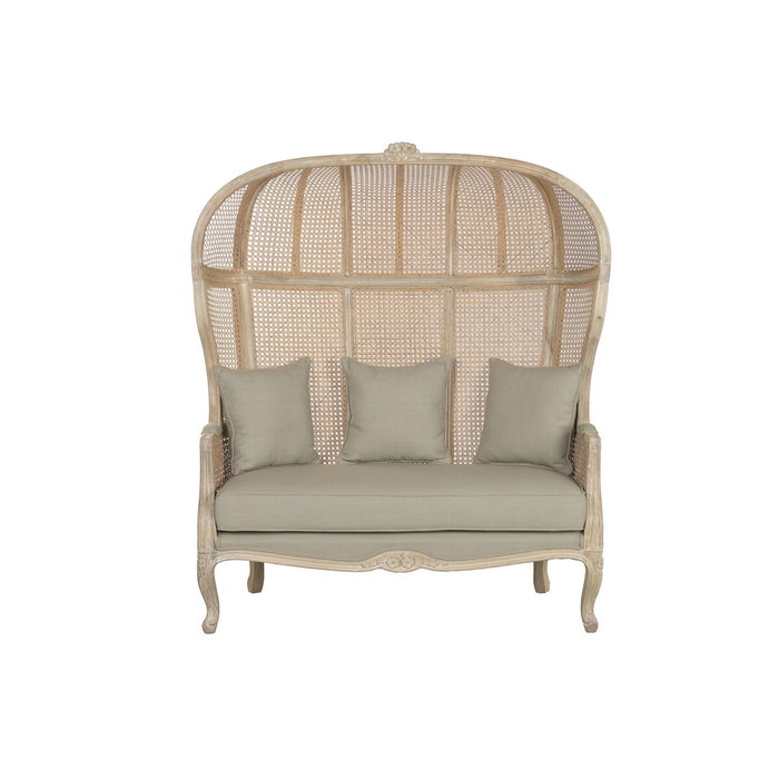 DKD Home Decor Sillón de Madera y Enea con Algodón Doble Verde Claro DKD Home Decor Sillón de Madera y Enea con Algodón Doble Verde Claro