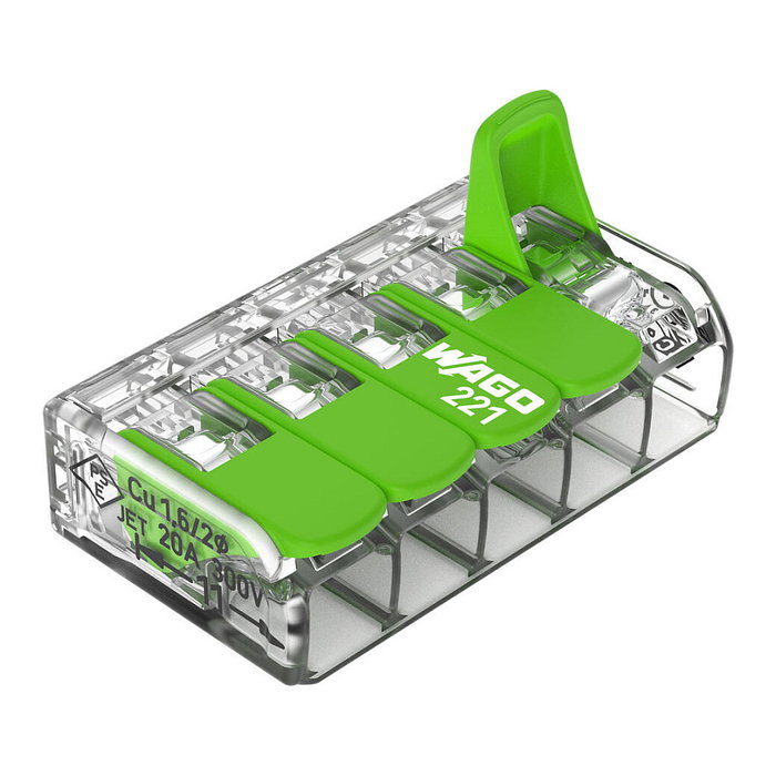WAGO Wago 221-425 terminal block de 5*4mm (250 piezas) Verde Range