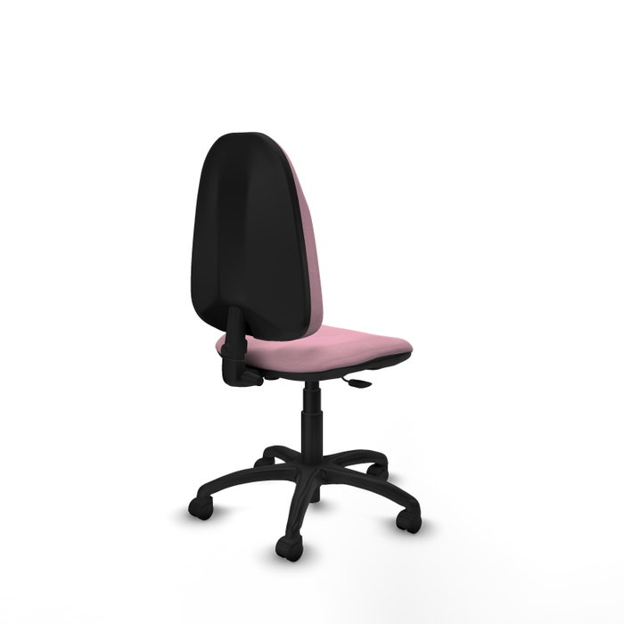 Silla de oficina Algarra con mecanismo Contacto permanente básico tapizada con Tela color Rosa. Equipada con Base poliamida negra, Sin brazos y Ruedas de nailon 50 mm Silla de oficina Algarra con mecanismo Contacto permanente básico tapizada con Tela color Rosa. Equipada con Base poliamida negra, Sin brazos y Ruedas de nailon 50 mm