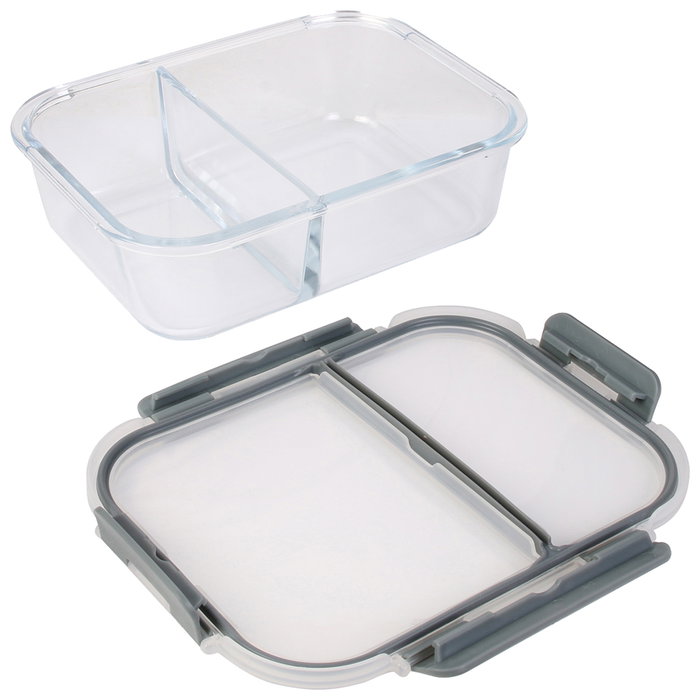Cook Concept Hermético con 2 Compartimentos de Vidrio Borosilicado y Tapa de Plástico y Silicona 21x16 cm