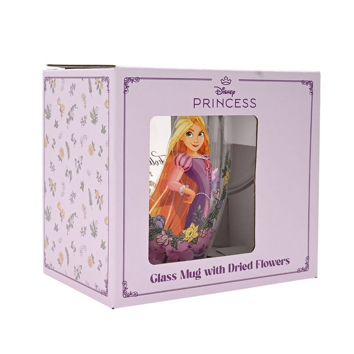 WIDDOP & CO Taza de Cristal Flores Secas Rapunzel Princesas Disney