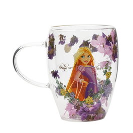 WIDDOP & CO Taza de Cristal Flores Secas Rapunzel Princesas Disney
