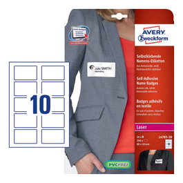 AVERY Zweckform Etiquetas de Nombre L4785-20 Blancas, 80,0 x 50,0 mm, 200 unidades