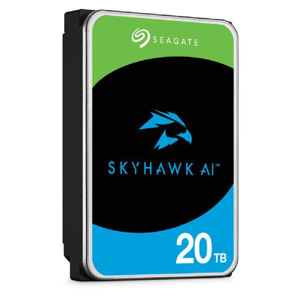 Seagate SkyHawk AI 20TB 3.5" HDD interno - 7200 RPM, SATA 6Gb/s, 512MB caché, CMR, Helium, optimizado para Vigilancia y Video Seagate SkyHawk AI 20TB 3.5" HDD interno - 7200 RPM, SATA 6Gb/s, 512MB caché, CMR, Helium, optimizado para Vigilancia y Video