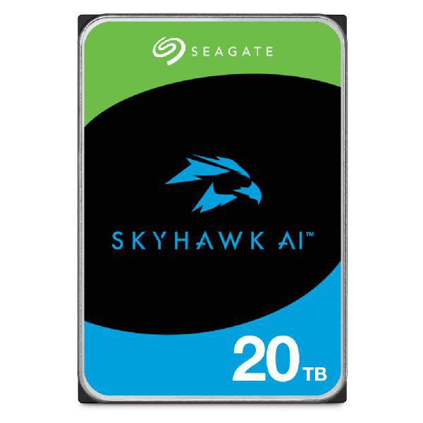 Seagate SkyHawk AI 20TB 3.5" HDD interno - 7200 RPM, SATA 6Gb/s, 512MB caché, CMR, Helium, optimizado para Vigilancia y Video Seagate SkyHawk AI 20TB 3.5" HDD interno - 7200 RPM, SATA 6Gb/s, 512MB caché, CMR, Helium, optimizado para Vigilancia y Video