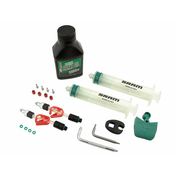 SRAM Kit de purgado de aceite mineral para frenos DB y MAVEN con jeringas, conectores M4 y aceite Maxima SRAM Kit de purgado de aceite mineral para frenos DB y MAVEN con jeringas, conectores M4 y aceite Maxima
