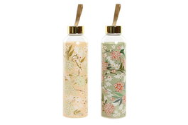 DKD Home Decor Surtido de 2 Botellas de Borosilicato 550 ml, Verde y Beige