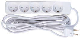 MicroConnect Regleta de Corriente Danesa de 5 Tomas con Protección Infantil, Cable de 5m, Blanca