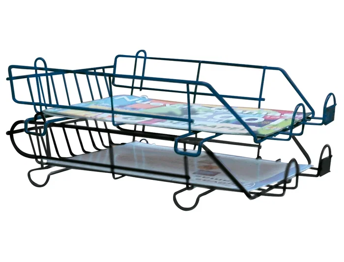 Bandeja sobremesa metálica 219 negra 340x240 mm apilable con portatarjetas 280x85x370 mm