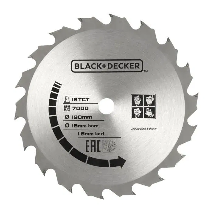 Sierra Circular Black & Decker CS1250LA - 1250W, Diametro 190mm, Cortes 66mm (90°) / 42mm (45°), Cubierta ABS Reforzado