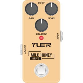 YUER Milk Honey Drive - Pedal de overdrive de baja ganancia con efecto cálido natural, tono rico y respuesta suave tipo amplificador de válvulas