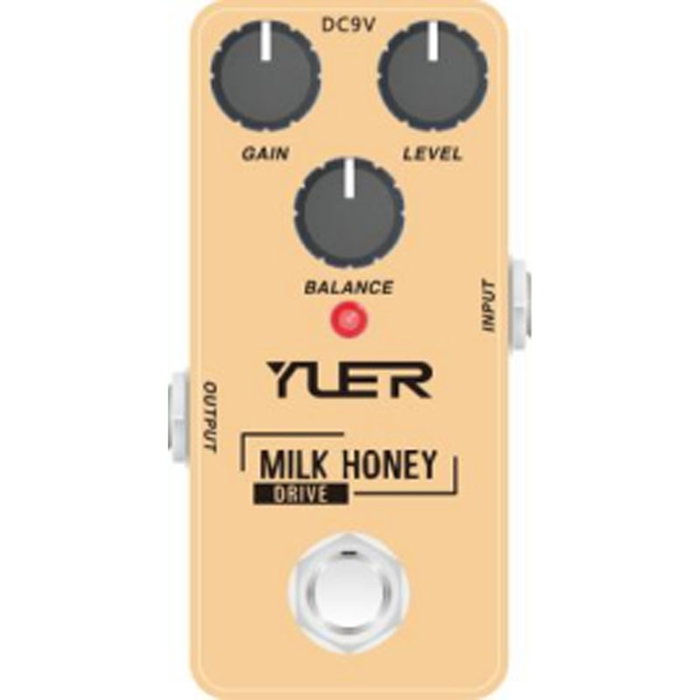 YUER Milk Honey Drive - Pedal de overdrive de baja ganancia con efecto cálido natural, tono rico y respuesta suave tipo amplificador de válvulas