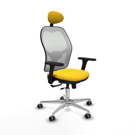 PIQUERAS Y CRESPO Silla de oficina Jorquera con mecanismo Sincro/Traslack, Amarillo y Blanco