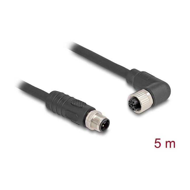 DeLOCK 80527 Cable para sensor/actuador M12 de 5 m, Negro