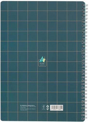 Mr. Wonderful Libreta WOA11049ES A4 Tapa Dura Espiral 160 Páginas Cuadriculadas con Pegatinas Motivacional Verde