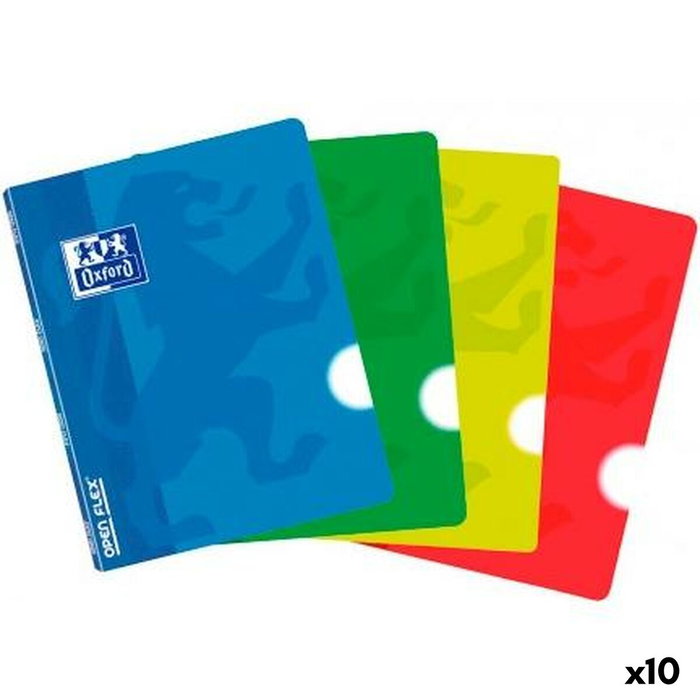 OXFORD Paquete de 10 libretas Openflex A5, hojas lisas 90g, tapa de plástico