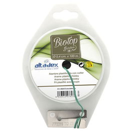 Biotop Alambre plastificado verde Ø2 mm x 100 m para Jardín y Huerto con cortador incorporado
