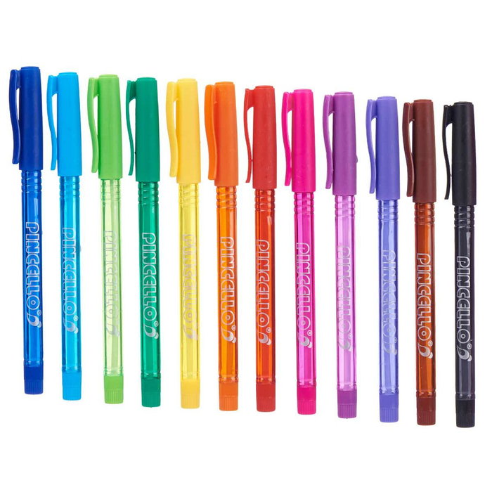 Set de Bolígrafos Pincello Amarillo Azul Marrón Negro Rojo Verde Morado Multicolor Naranja Rosa Violeta Verde oscuro Celeste (12 Set de Bolígrafos Pincello Amarillo Azul Marrón Negro Rojo Verde Morado Multicolor Naranja Rosa Violeta Verde oscuro Celeste (12