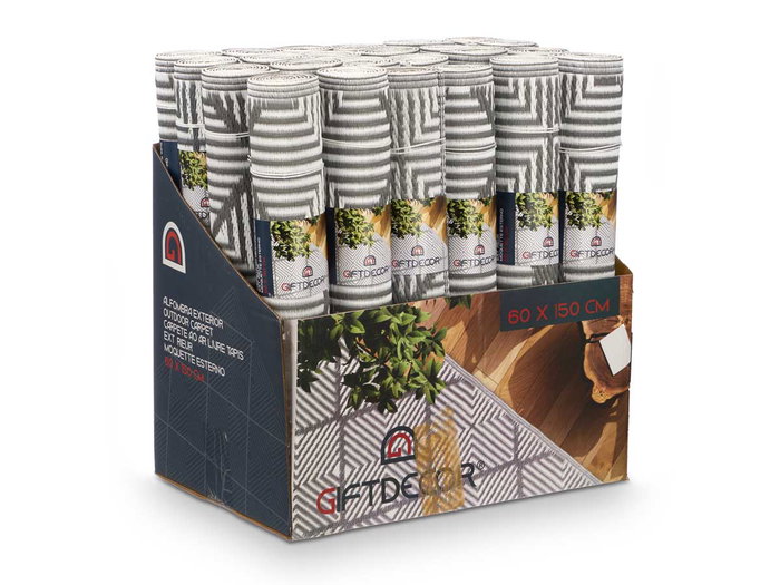 Giftdecor Alfombra Rombos Blanco Gris 60 x 150 cm (Set de 24)