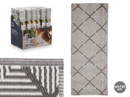 Giftdecor Alfombra Rombos Blanco Gris 60 x 150 cm (Set de 24)