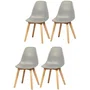 SACHA Lote de 4 Sillas de Comedor Grises - Patas de Madera Maciza de Caucho - Estilo Escandinavo - L 48 x P 55 cm