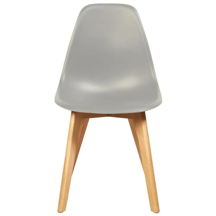 SACHA Lote de 4 Sillas de Comedor Grises - Patas de Madera Maciza de Caucho - Estilo Escandinavo - L 48 x P 55 cm