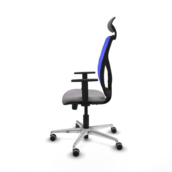 PIQUERAS Y CRESPO Silla de oficina Motilla con mecanismo Sincro/Traslack, Gris y Azul