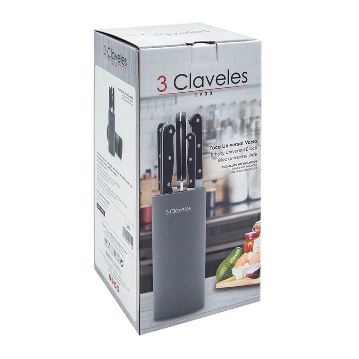 3 Claveles Taco Universal Cuchillos Gris ø11 x 22 cm Apto Lavavajillas Interior Fibras Lavables Desmontable