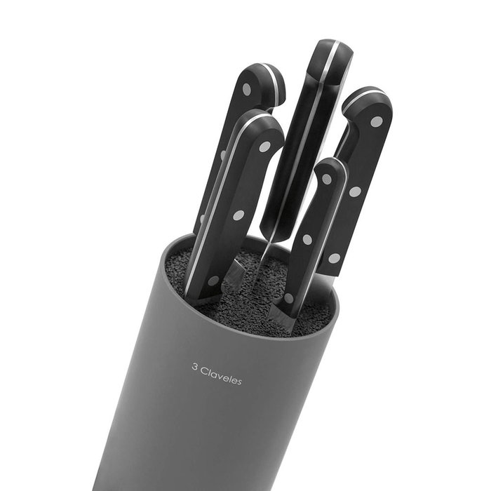 3 Claveles Taco Universal Cuchillos Gris ø11 x 22 cm Apto Lavavajillas Interior Fibras Lavables Desmontable