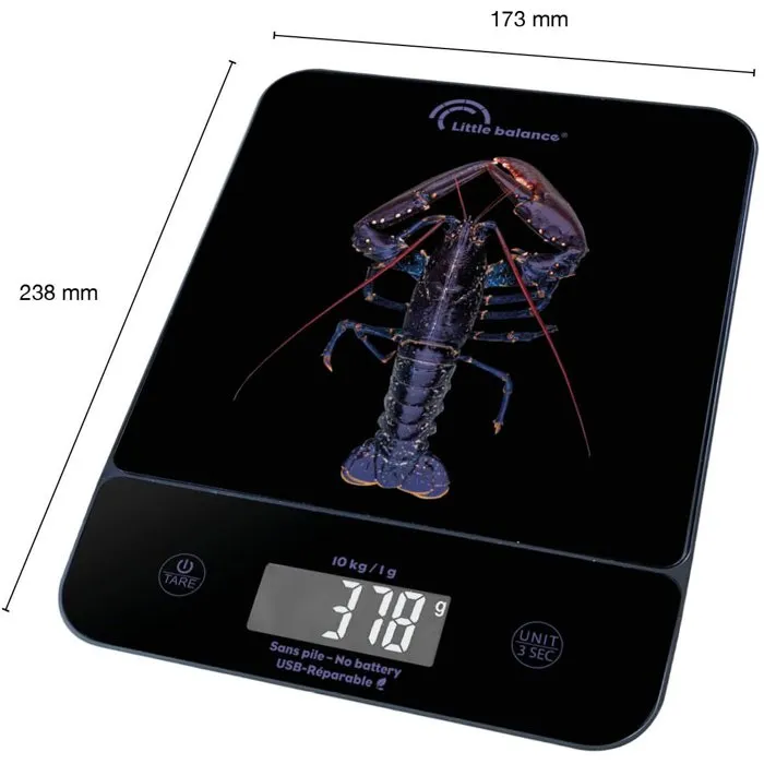 Little Balance Balanza de Cocina Digital 8710 Happy Genius 10, Sin Pilas, USB, Color Blue Lobster Little Balance Balanza de Cocina Digital 8710 Happy Genius 10, Sin Pilas, USB, Color Blue Lobster
