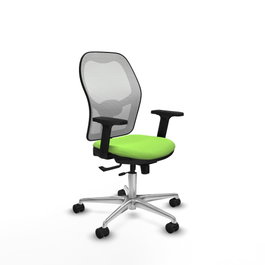 PIQUERAS Y CRESPO Silla de oficina Jorquera con mecanismo Sincro/Traslack, Tela Pistacho y Malla Blanca